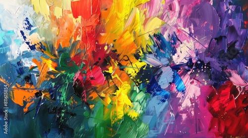 Wallpaper Mural Handcrafted Abstract Painting with Multiple Colors Torontodigital.ca