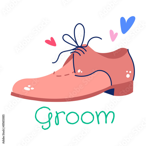 Latest flat sticker of a groom shoe  