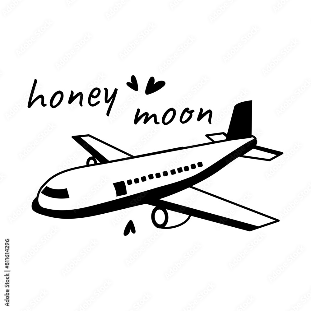 Easy to edit glyph sticker of honeymoon 
