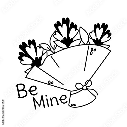 Easy to use glyph sticker of proposal bouquet 