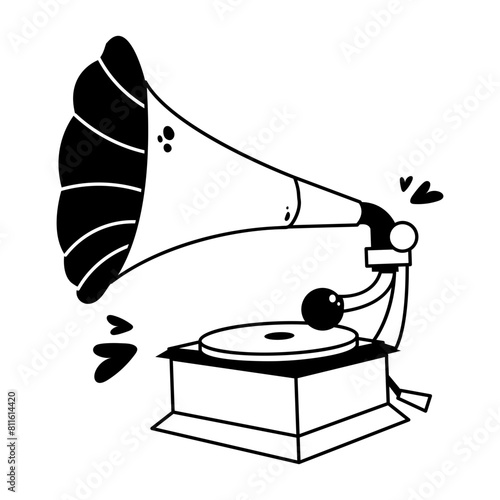 Latest glyph sticker of gramophone music 