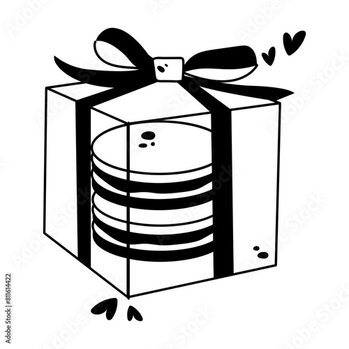 Customizable glyph sticker of a macaron gift 