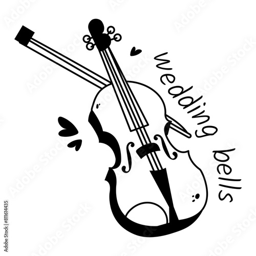 Beautifully designed glyph sticker of violin music 