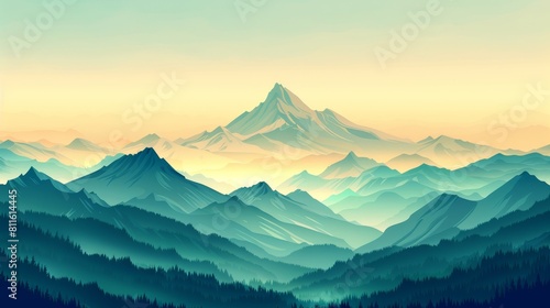 Nature and Landscapes Mountains  An illustration of a majestic mountain landscape