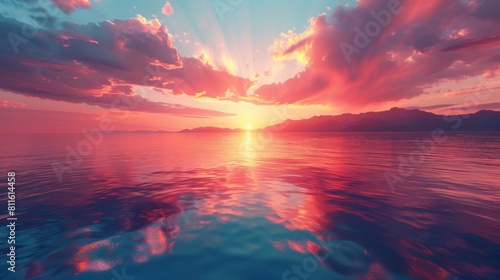 Nature and Landscapes Sunrise: A 3D copy space background capturing the beauty of a sunrise © MAY