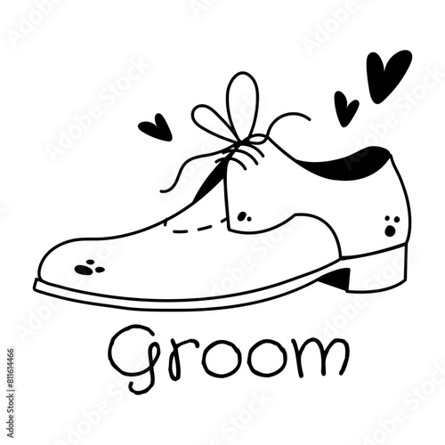 Latest glyph sticker of a groom shoe  