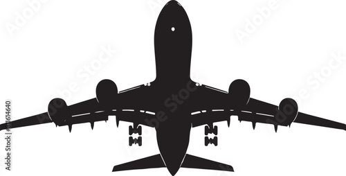 A striking fully black silhouette of an airbus 