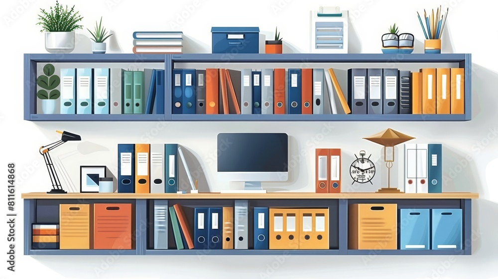 Office and Workspace Organization: An illustration emphasizing organization in an office or workspace