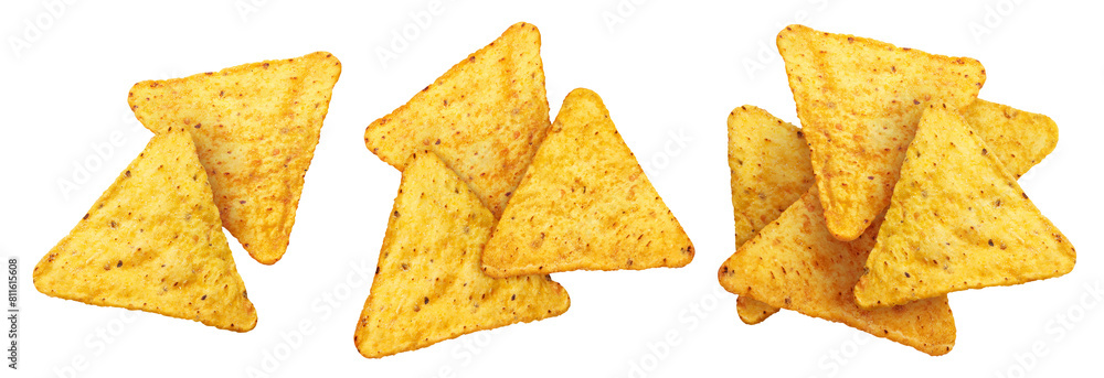 Set of delicious mexican nachos chips, cut out Set of delicious mexican nachos chips, cut out