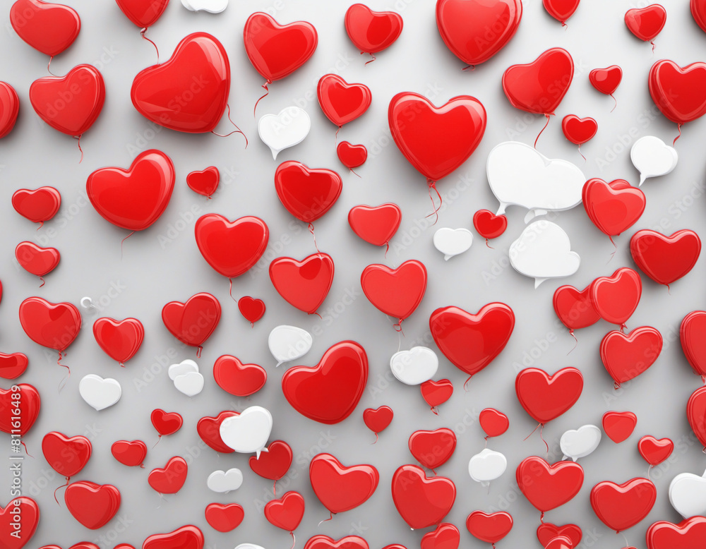 many white and red heart icons, valentines day / mothers day many white and red heart icons, valentines day / mothers day