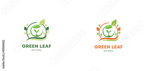 eco friendly business card, green leaf logo design vector template. Print