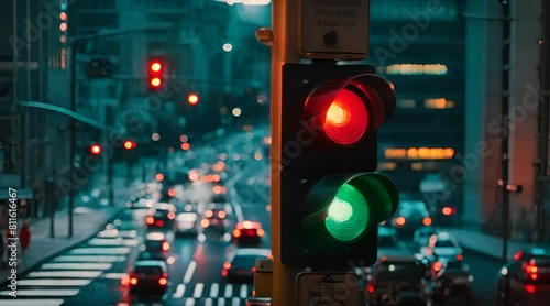 View of busy trafic in city photo