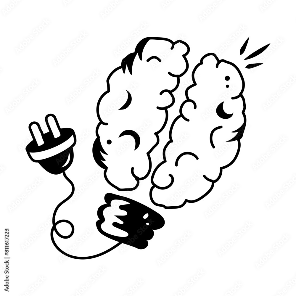 Editable hand drawn icon of creative mind Editable hand drawn icon of creative mind