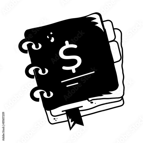 Latest glyph style icon of a business ledger 