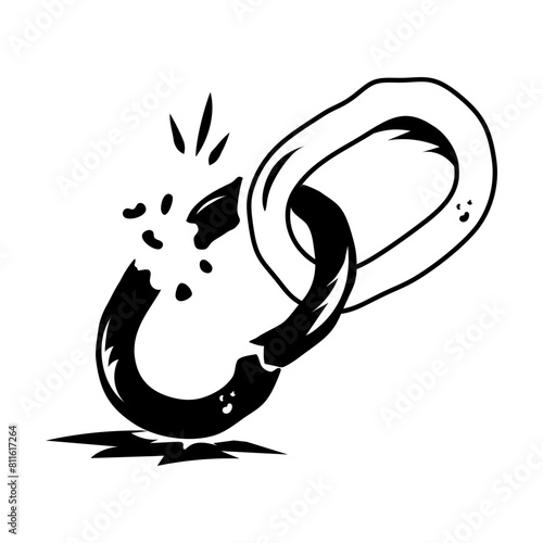 Editable hand drawn icon of a broken link 