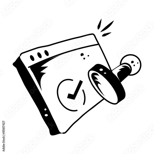 Trendy hand drawn icon of verified web 