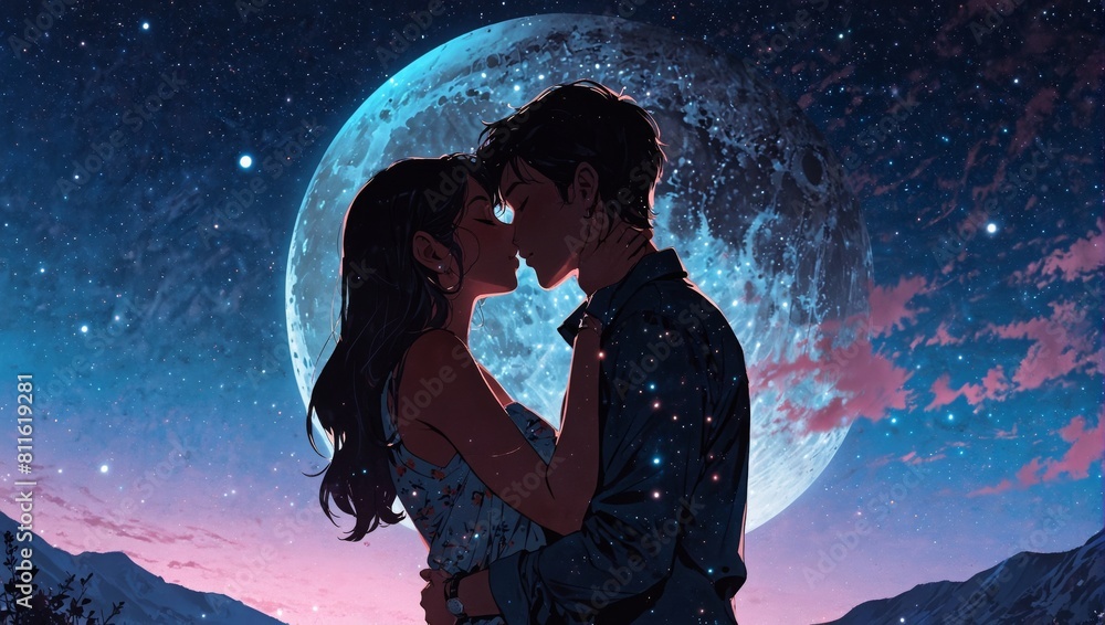 Obraz premium silhouette of a couple in the night