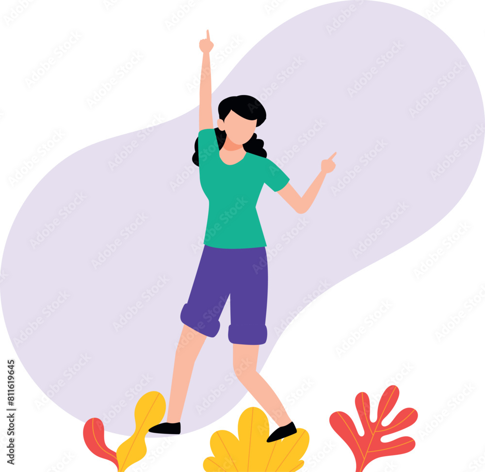The girl is dancing and having fun. The girl is dancing and having fun.