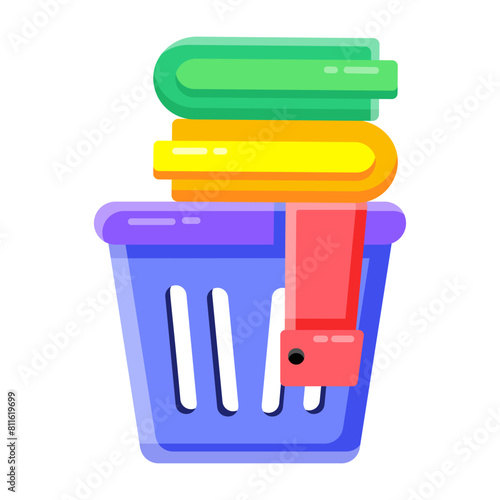 A flat style icon of dirty clothes basket 