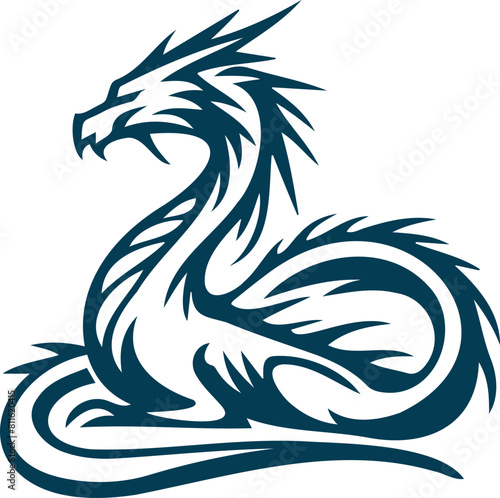 Dragon Old-fashioned magical being in a basic vector depiction