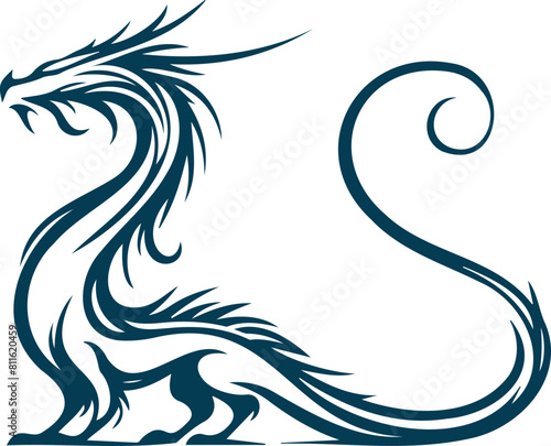 Dragon Antique fantastical creature in a simple vector drawing