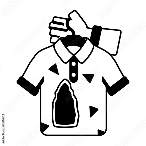 Get this glyph style icon of burned shirt 