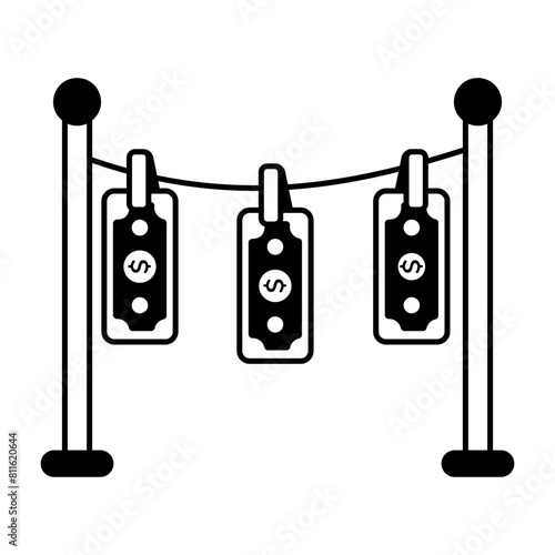 A unique glyph icon of money laundering