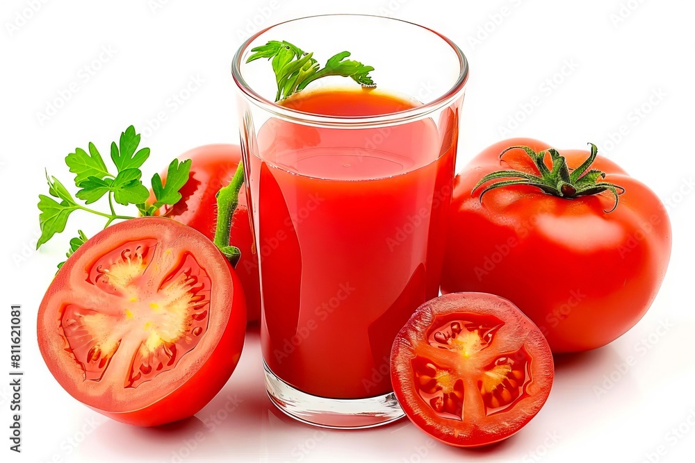Tomato juice and tomatoes on a white background. Tomato juice and tomatoes on a white background.
