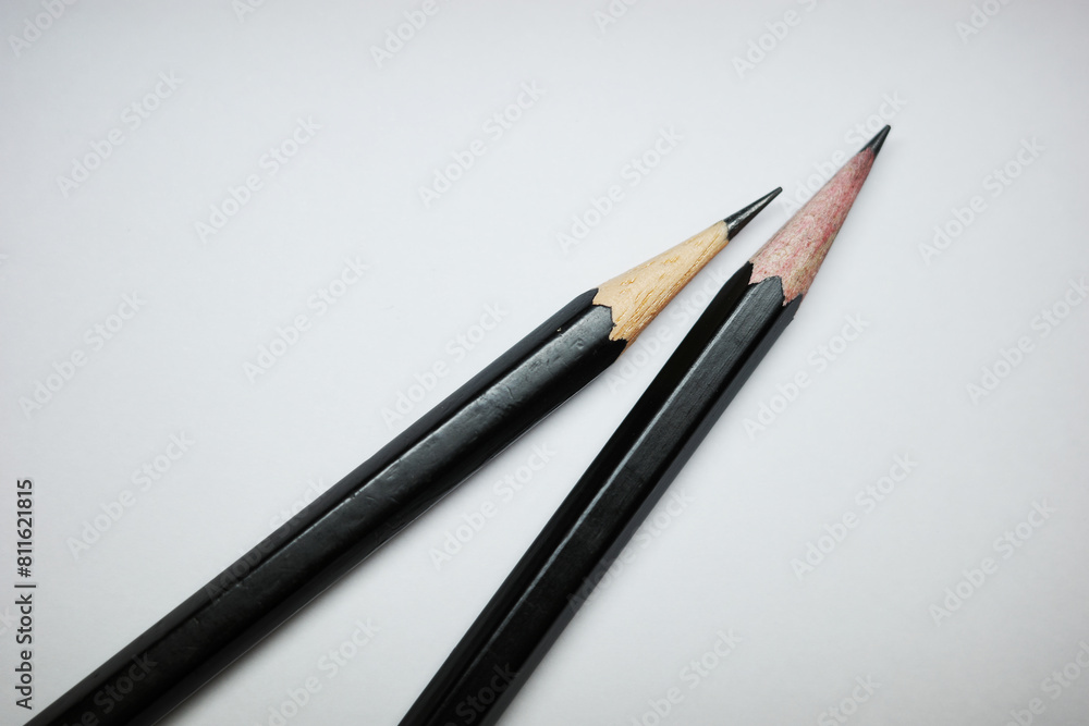 Black pencil wood on white background Black pencil wood on white background