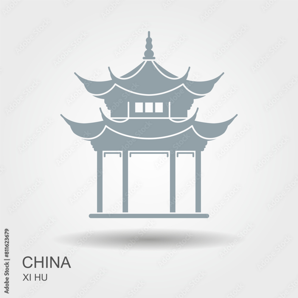 Ancient pavilion silhouette in hangzhou, China. pavilion on the west lake in hangzhou. Tourism concept. Ancient pavilion silhouette in hangzhou, China. pavilion on the west lake in hangzhou. Tourism concept.