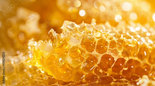 Honeycomb pieces full of natural honey, sticky and sweet