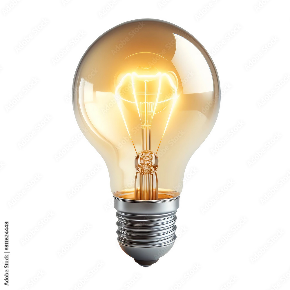 Glowing Light Bulb with Filament Illuminated on White Background
Glowing Light Bulb with Filament Illuminated on White Background