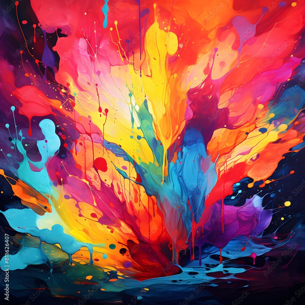 Abstract painting with vibrant colors. Fantasy concept. Generative AI.