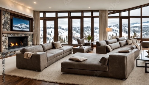 modern living room with fireplace generative ai © Mutiverse