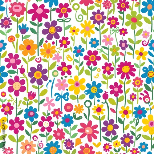 Wallpaper Mural Colorful flower background tile seamless pattern Torontodigital.ca