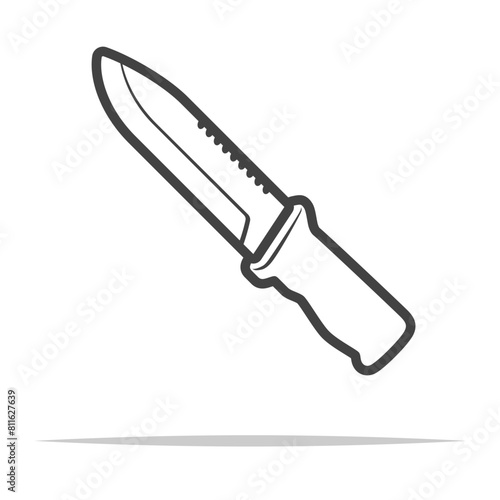 Hunting survival knife outline icon transparent vector isolated