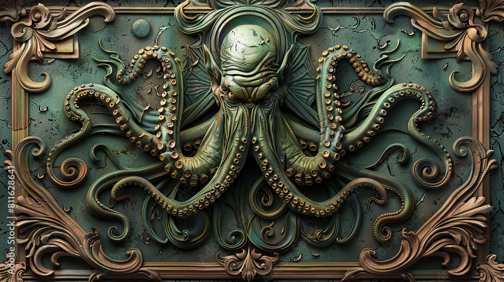 Cthulhu, Lovecraft, mythos, horror, creature, tentacles, cosmic, ancient, elder god, fiction, mythology, cult, monster, deity, nightmare, cosmic horror, Great Old One, cosmic entity, fantasy, supernat