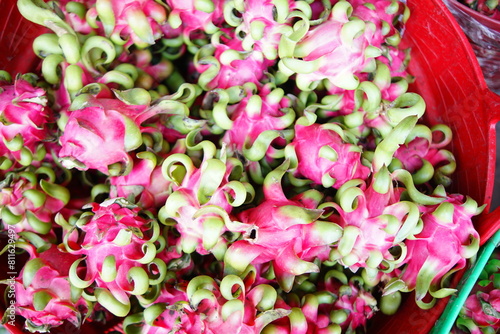 Dragron fruit in the marketin in Chau Thanh, Long An, Vietnam