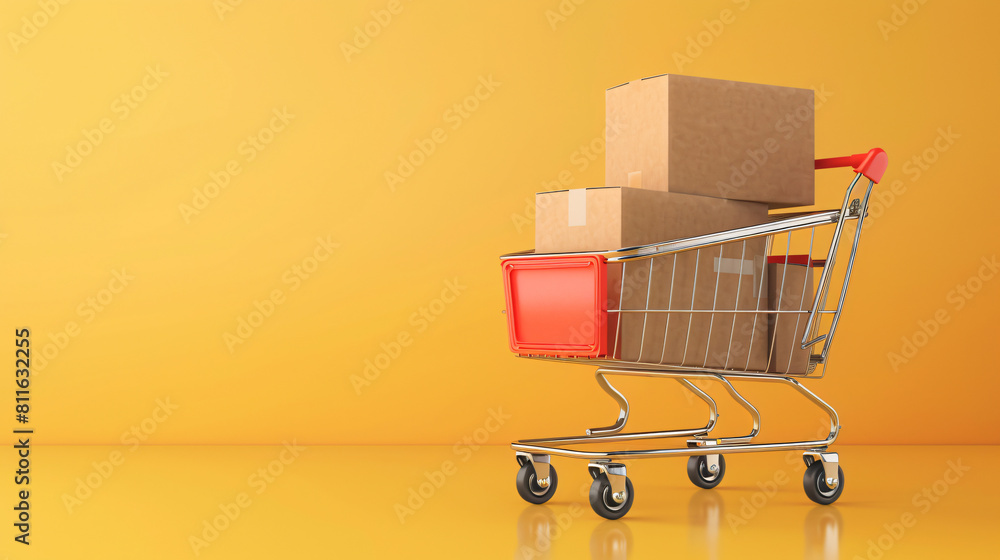 Hand trolley with cardboard box. delivery service icon