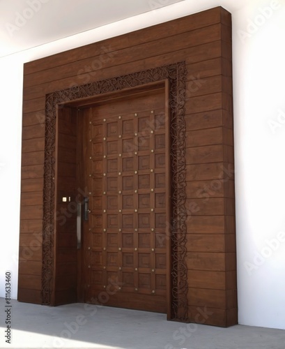 woodenn door and white background  photo