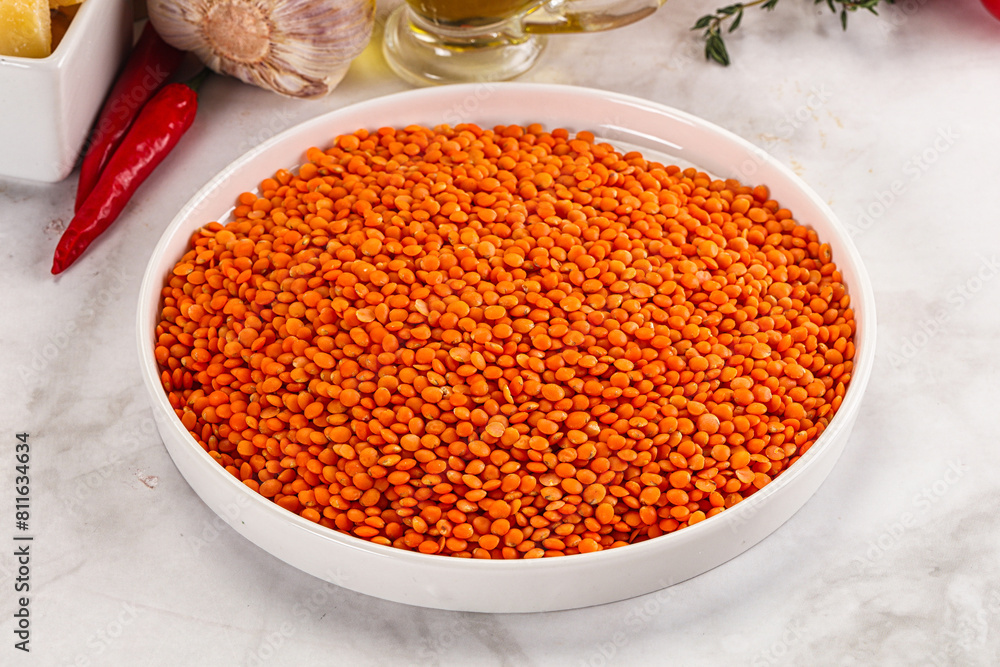Raw red lentil for cooking Raw red lentil for cooking