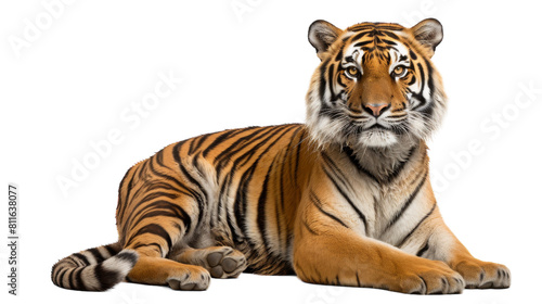 Bengal Tiger Gazing at the Camera on Transparent Background.