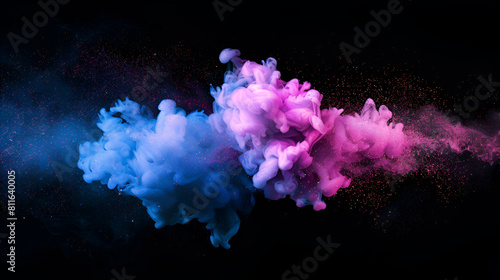 acrylic color paint in water, burst of color on black background, Abstract shiny color powder cloud design element  ,abstract powder splatted background ,Freeze motion of color powder,Acrylic colors 
 photo