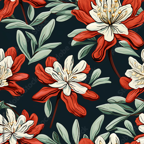 Flower digital art seamless pattern  the design for apply a variety of graphic works