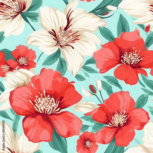Flower digital art seamless pattern  the design for apply a variety of graphic works