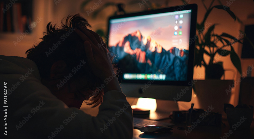 Stressed Professional at Night Stressed Professional at Night