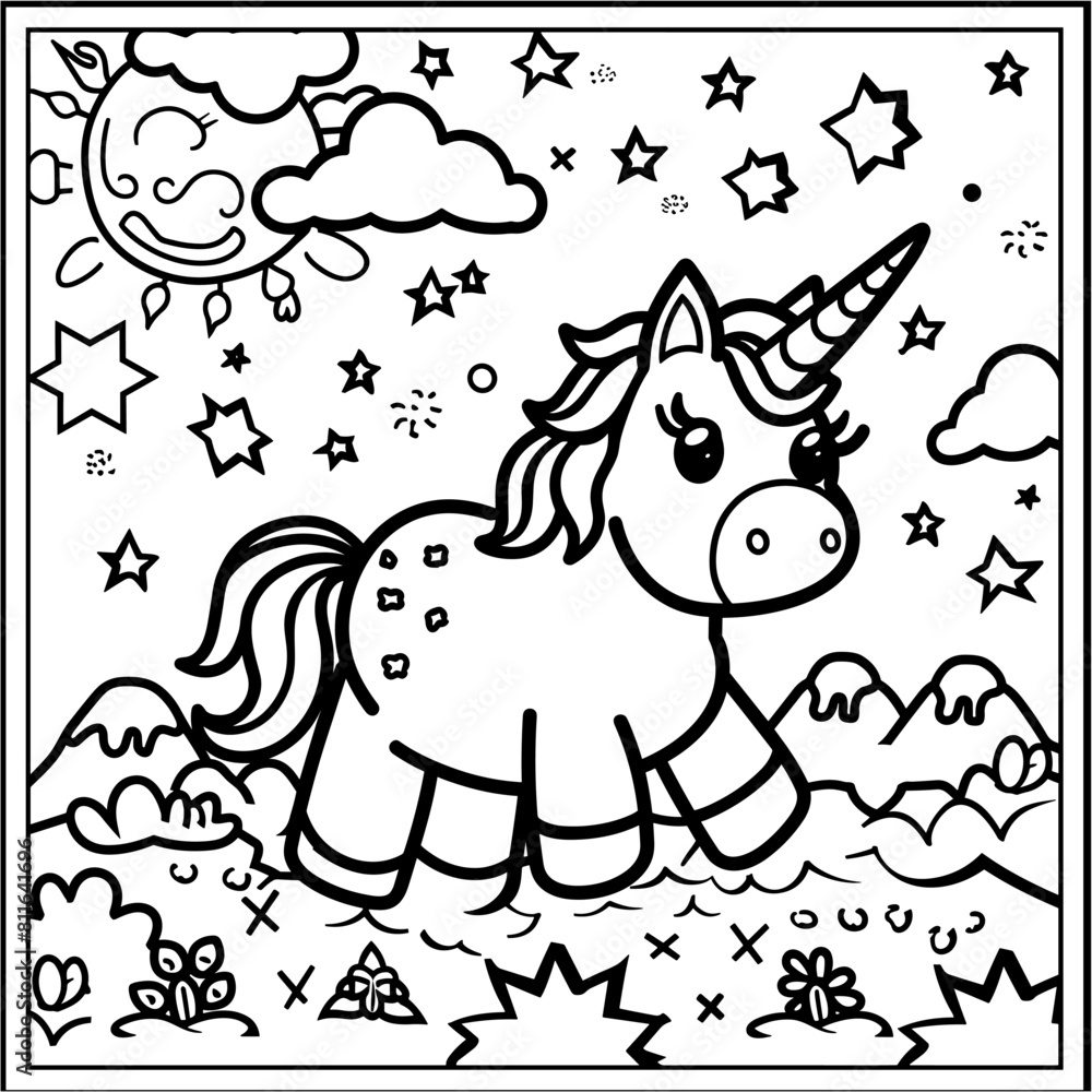 Fototapeta premium Vector Unicorn Coloring Pages Fun for Kids of All Ages