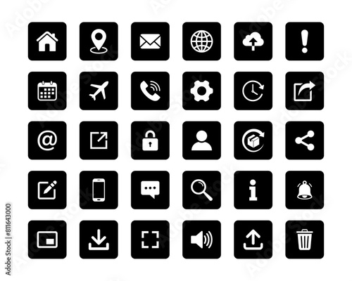 Web icon set symbol vector. Contact information and website sign symbol illustration