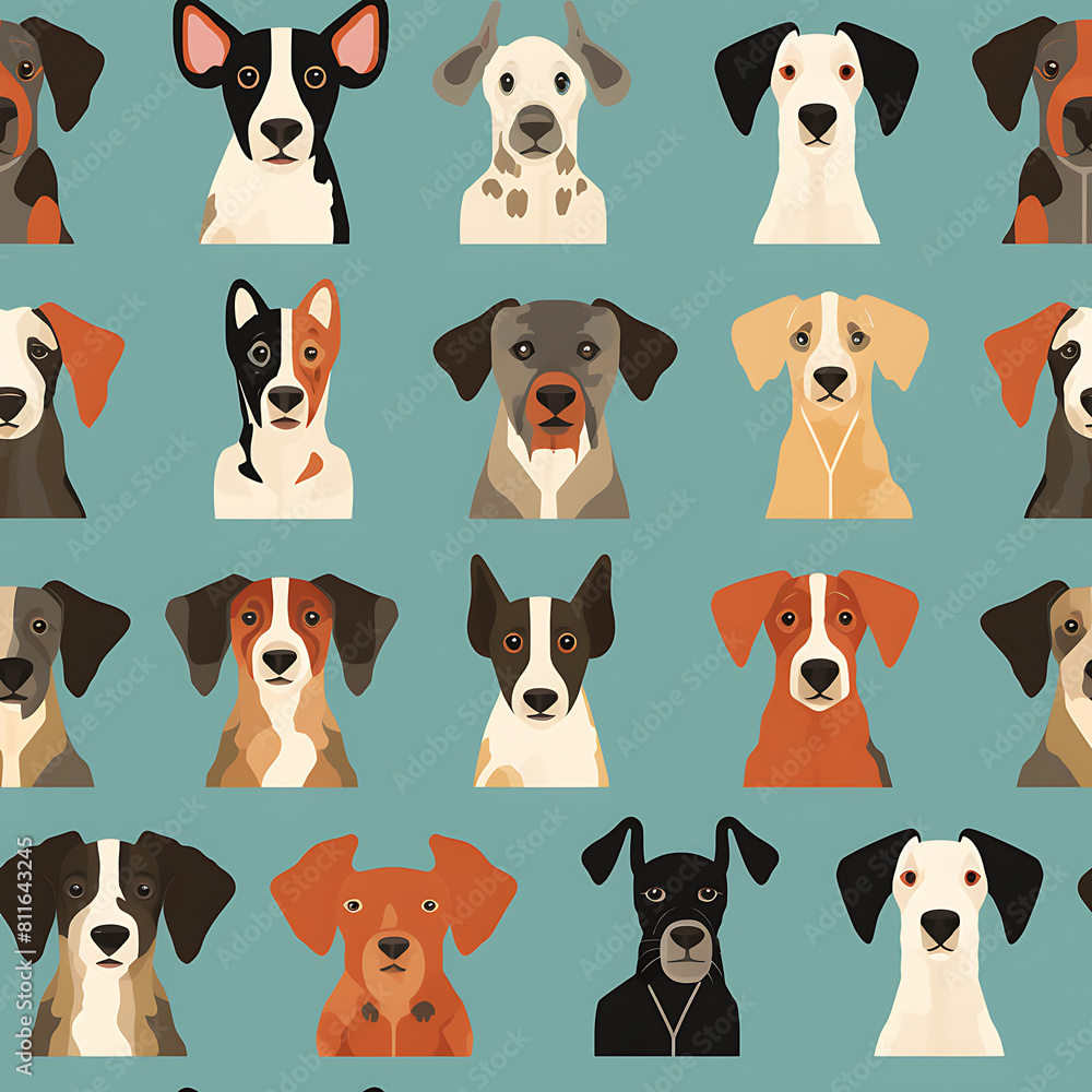 Dog digital art seamless pattern, the design for apply a variety of graphic works Dog digital art seamless pattern, the design for apply a variety of graphic works