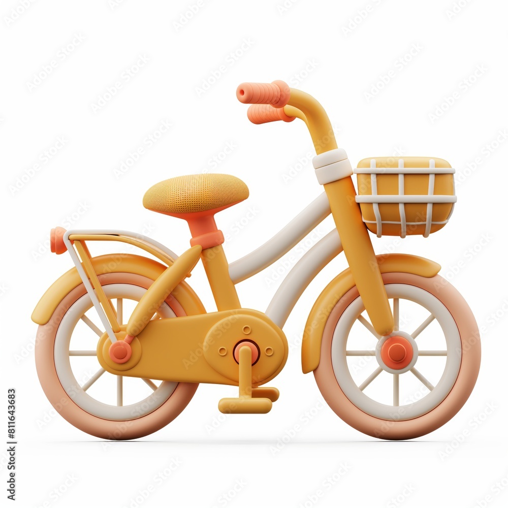 Fototapeta premium Cute Bicycle Cartoon Clay Illustration, 3D Icon, Isolated on white background